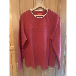 GUESS Sweatshirt Men's Size XL Red Crew Neck Pullover
